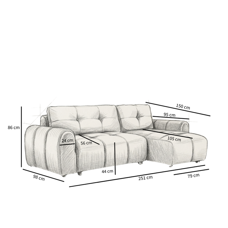 Slaapbank 2 persoons Inka terracotta bouclé mélange links/rechts