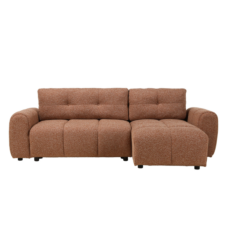 Slaapbank 2 persoons Inka terracotta bouclé mélange links/rechts