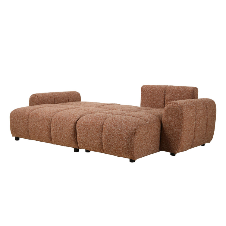 Slaapbank 2 persoons Inka terracotta bouclé mélange links/rechts