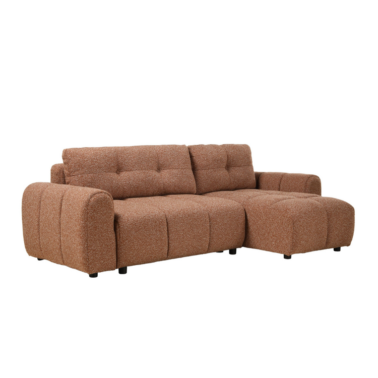 Slaapbank 2 persoons Inka terracotta bouclé mélange links/rechts