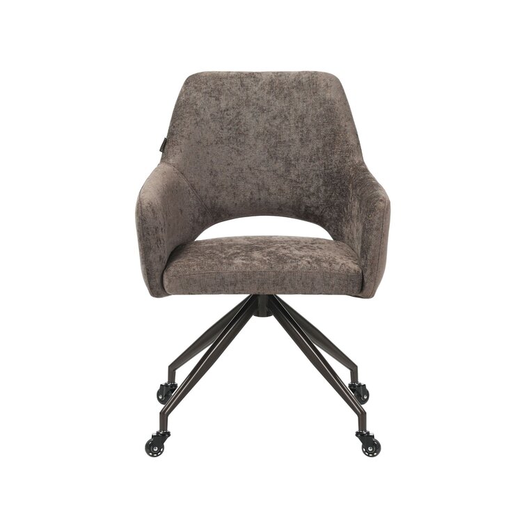 Eetkamerstoel met wieltjes Mexx velvet bruin