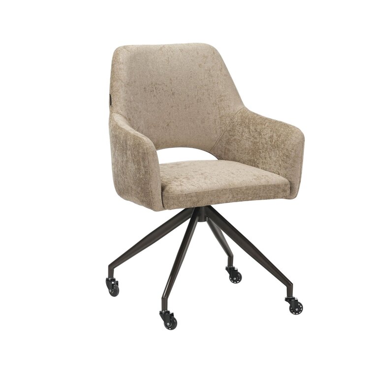 Eetkamerstoel met wieltjes Mexx velvet taupe