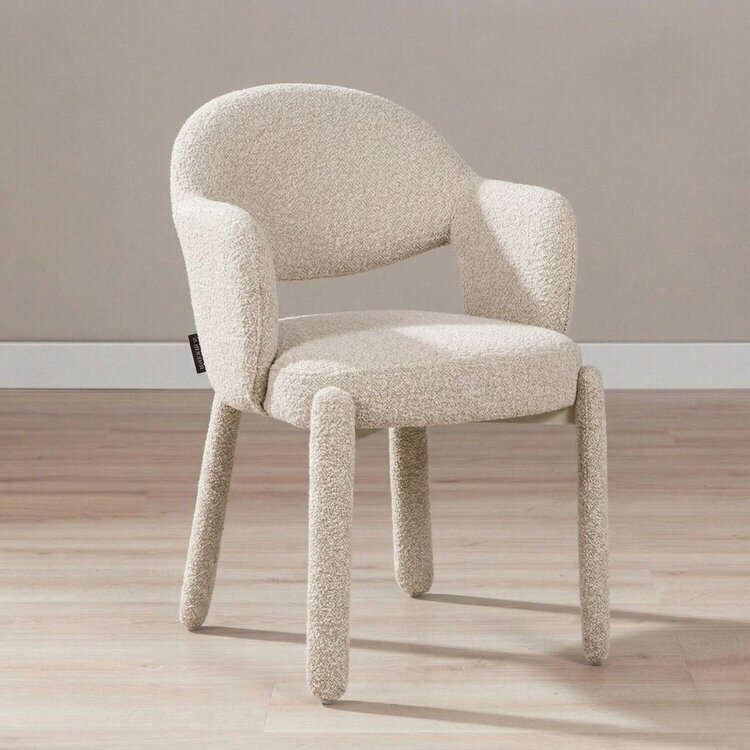 Eetkamerstoel June bouclé taupe