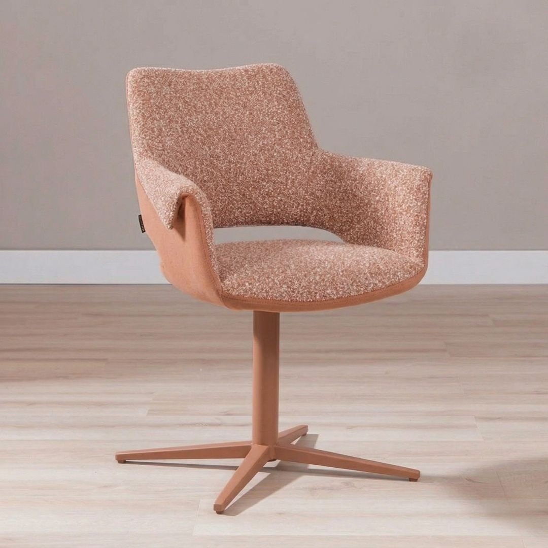 Eetkamerstoel Jules draaibaar bouclé terracotta