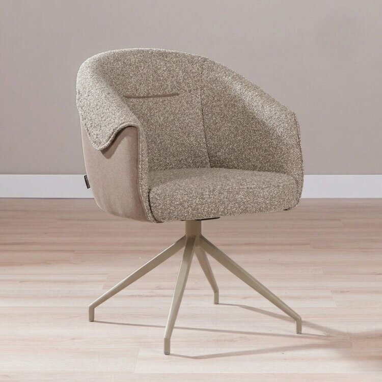 Eetkamerstoel Riley draaibaar bouclé bruin