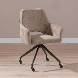 Eetkamerstoel met wieltjes Mexx velvet taupe