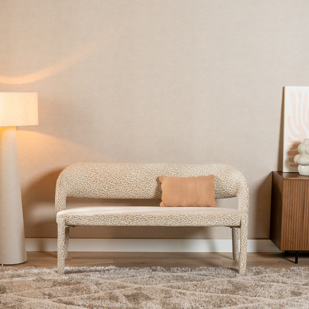 Eetkamerbank Leo taupe leopard 160 cm