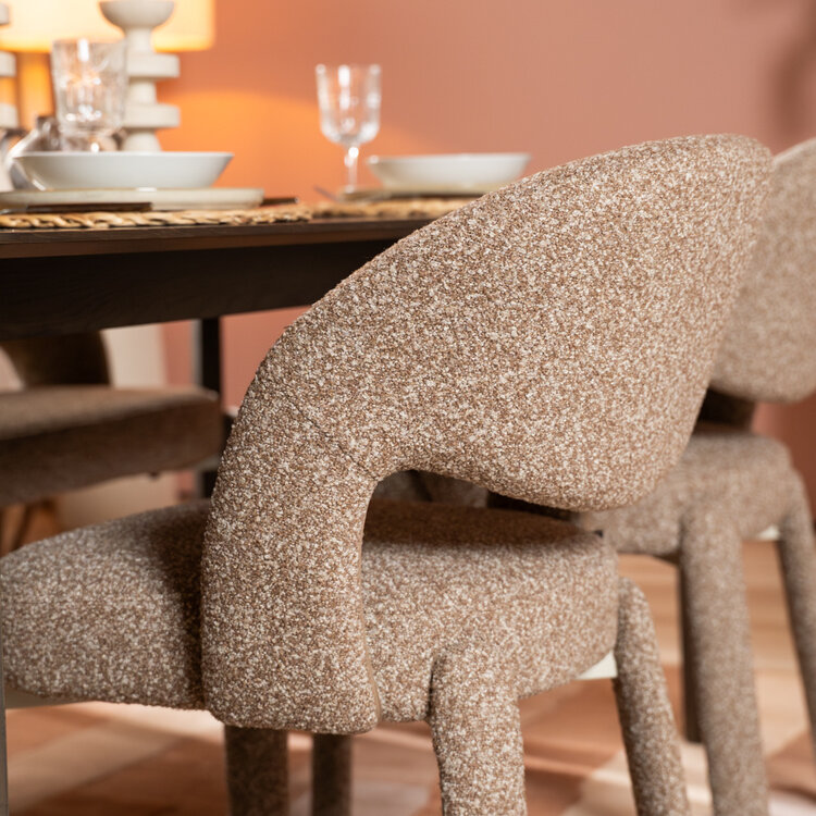 Eetkamerstoel Dean bouclé bruin