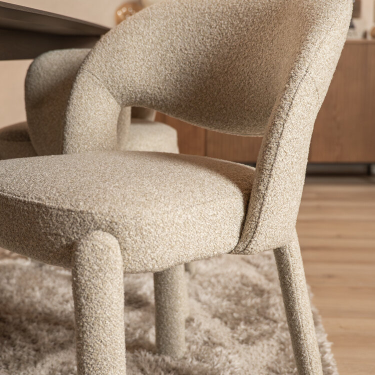 Eetkamerstoel Dean bouclé taupe