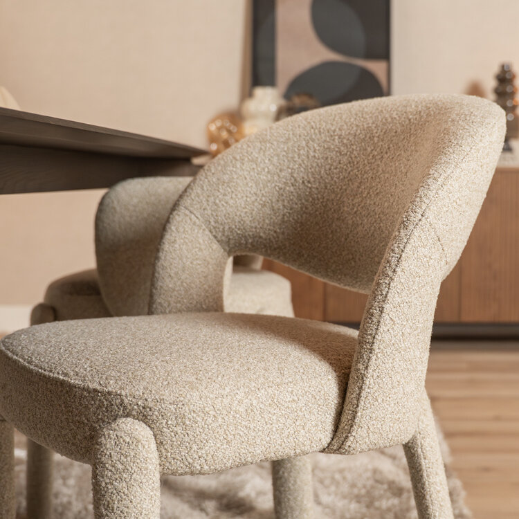 Eetkamerstoel Dean bouclé taupe