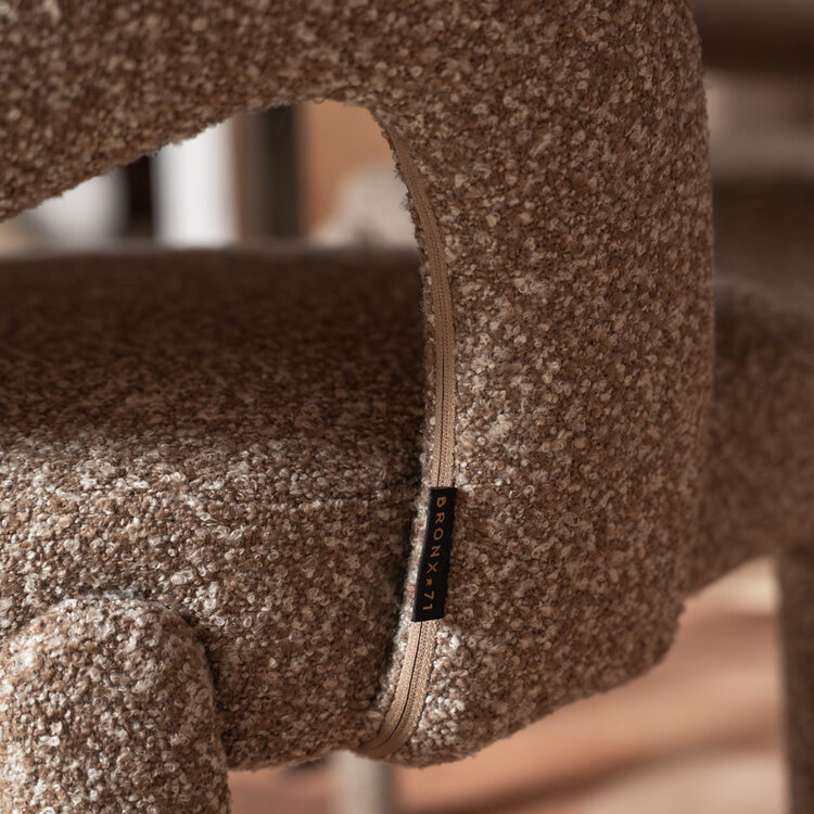 Eetkamerstoel Dean bouclé bruin