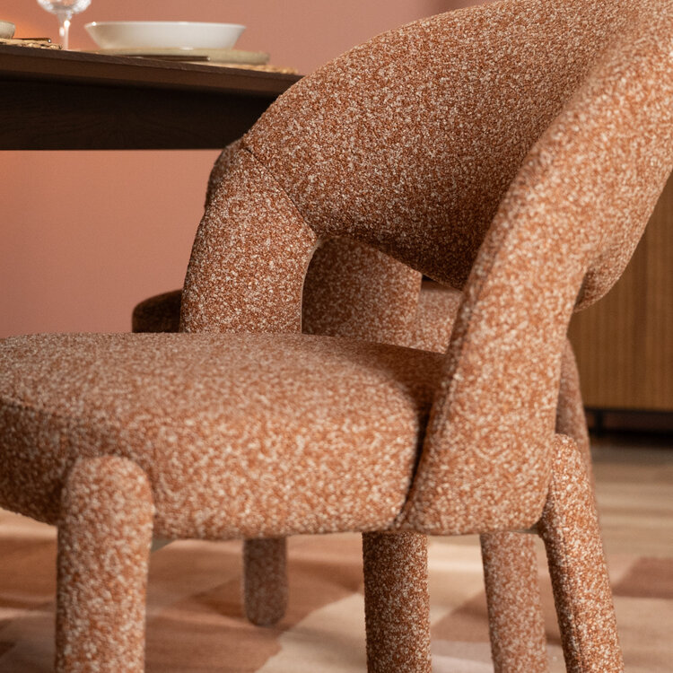 Eetkamerstoel Dean bouclé terracotta