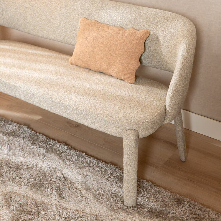 Eetkamerbank June bouclé taupe 160 cm