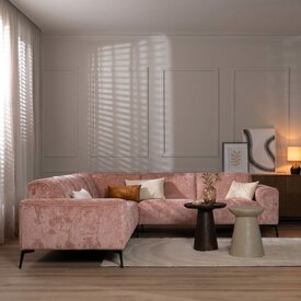 Hoekbank Vegas stof chenille roze links/rechts