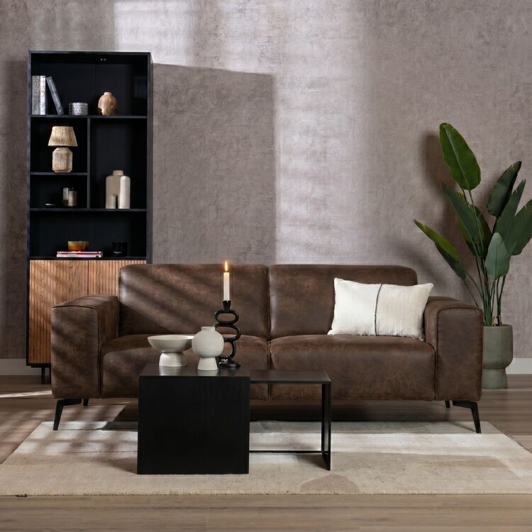 Industriële bank 2,5-zits Vegas eco-leer bruin