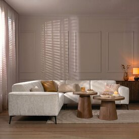 Scandinavische hoekbank Vegas off white stof gemêleerd links/rechts