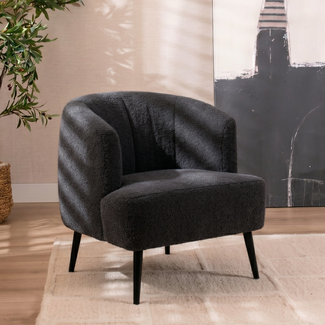 Teddy bouclé fauteuil Nora zwart
