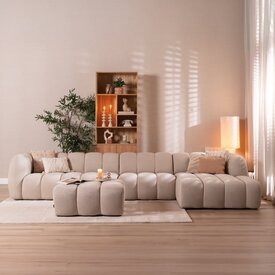Hoekbank Luca XL chenille beige rechts