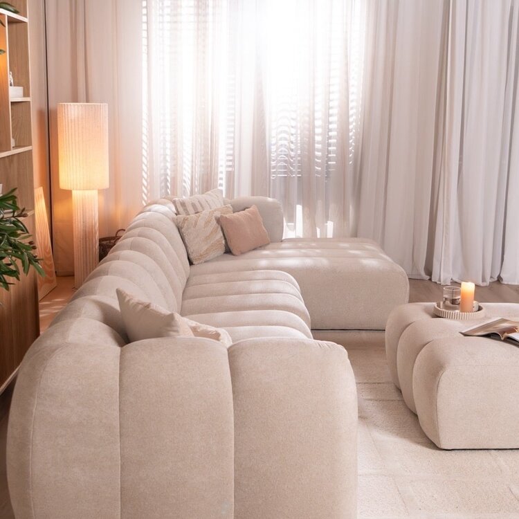 Hoekbank Luca XL chenille beige rechts
