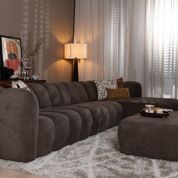 Hoekbank Luca XL chenille bruin rechts