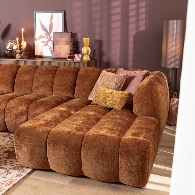 Hoekbank Luca XL chenille koper rechts