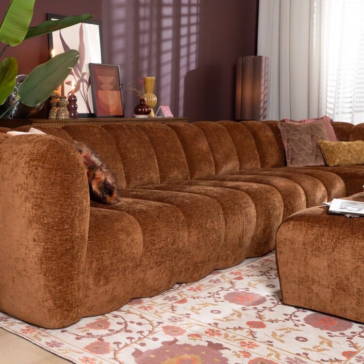 Hoekbank Luca XL chenille koper rechts