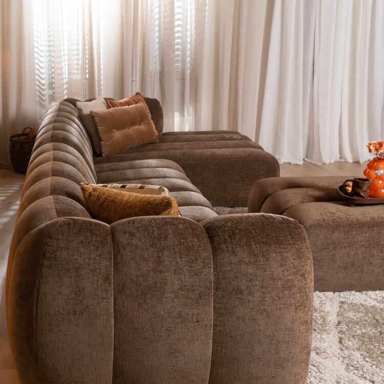 Hoekbank Luca XL chenille mocha rechts