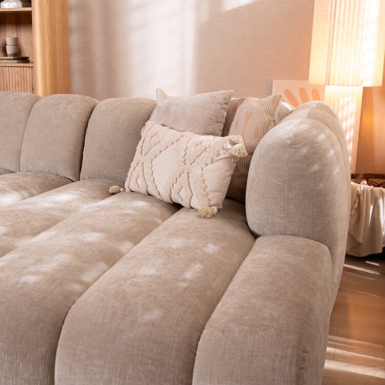Hoekbank Luca XL chenille sand rechts