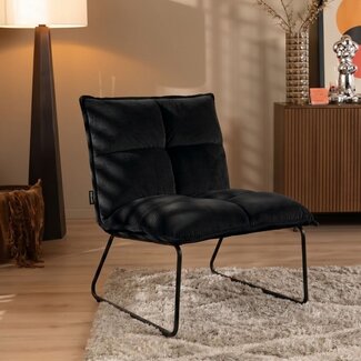 Velvet fauteuil Malaga zwart