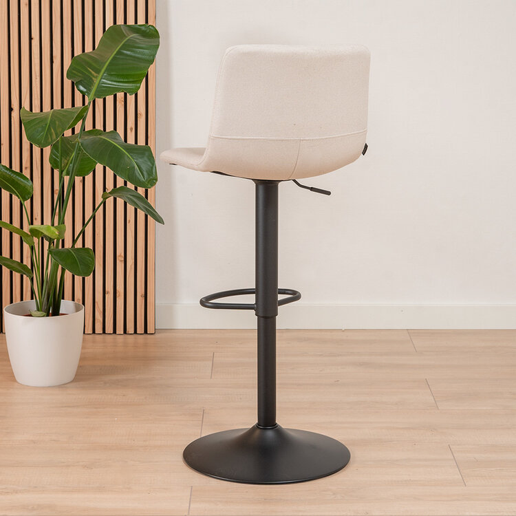 Scandinavische barkruk Eva draaibaar gerecyclede stof off white 60-76 cm