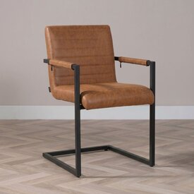 Industriële eetkamerstoel Block cognac eco-leer
