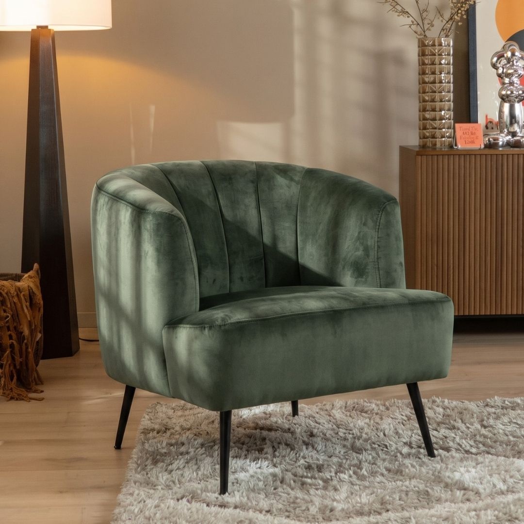 Velvet fauteuil Billy donkergroen