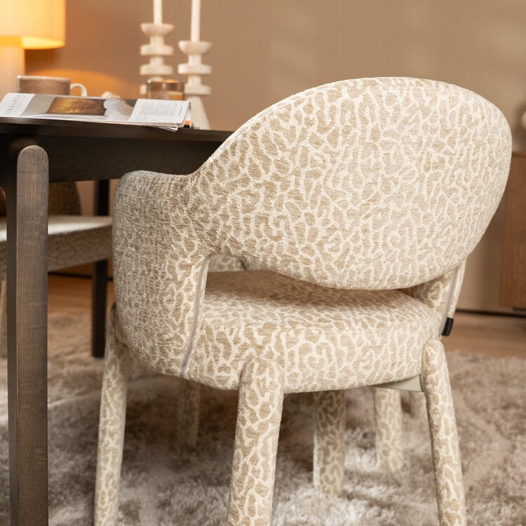 Eetkamerstoel Leo taupe leopard