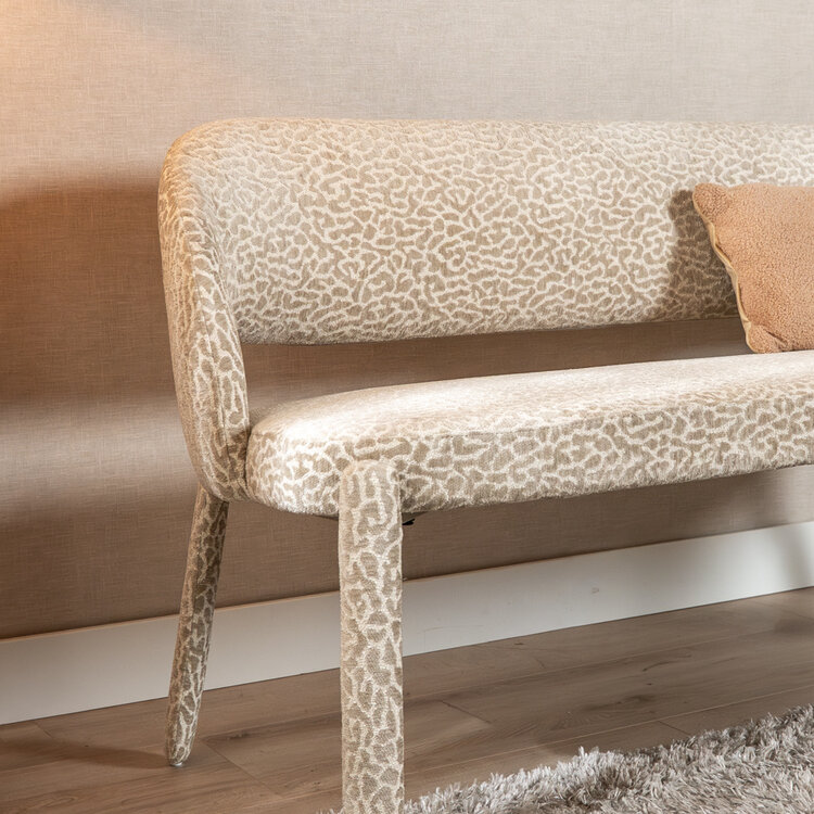 Eetkamerbank Leo taupe leopard 160 cm