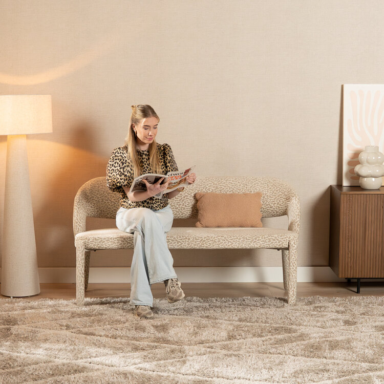 Eetkamerbank Leo taupe leopard 160 cm