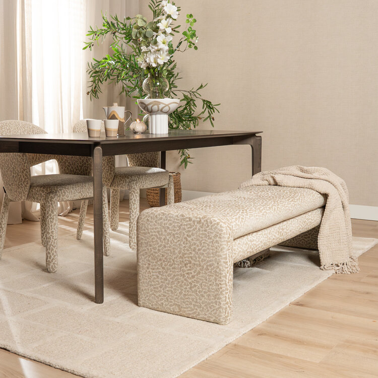 Eetkamerbank Lux leopard taupe 160 cm
