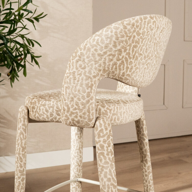 Barkruk Leo taupe leopard 70 cm
