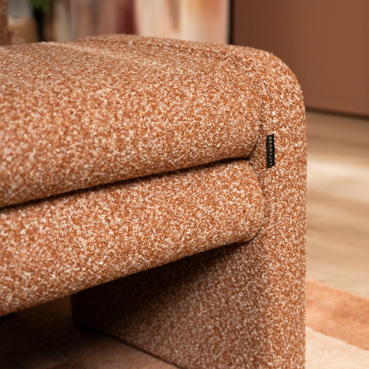 Eetkamerbank Neil bouclé terracotta 100 cm