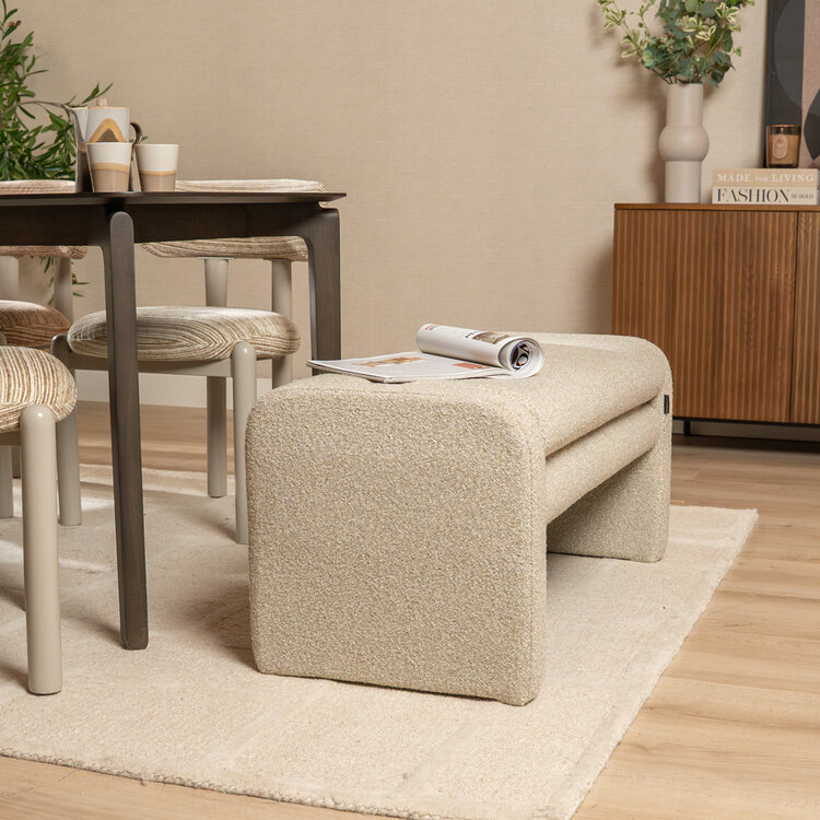 Eetkamerbank Neil bouclé taupe 100 cm