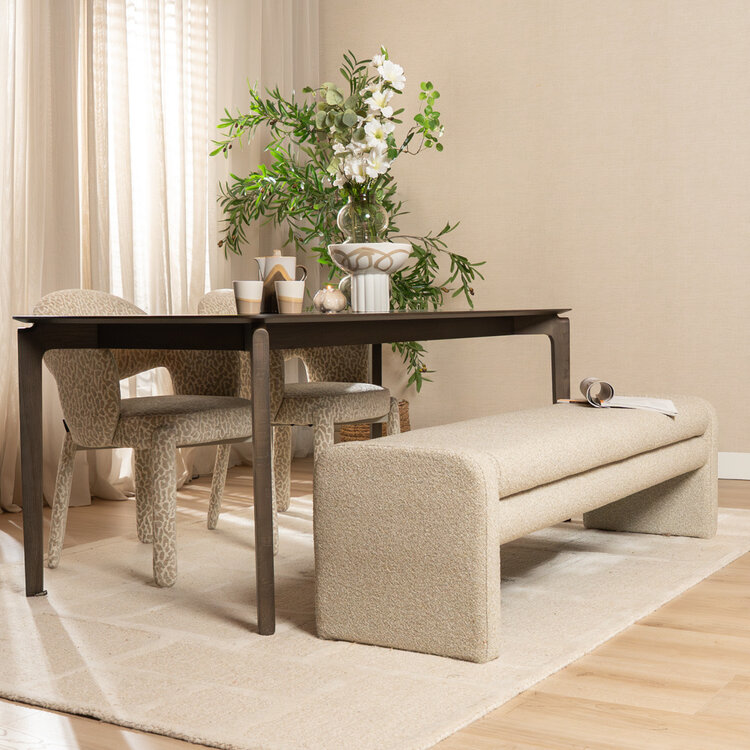 Eetkamerbank Neil bouclé taupe 160 cm