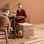 Eetkamerbank Ravi chenille beige/pink 100 cm