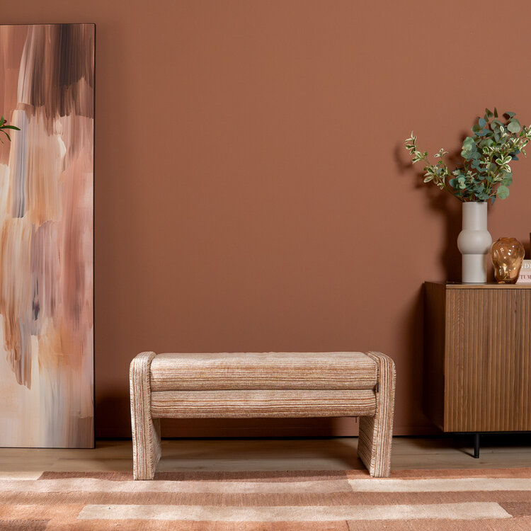 Eetkamerbank Ravi chenille beige/pink 100 cm