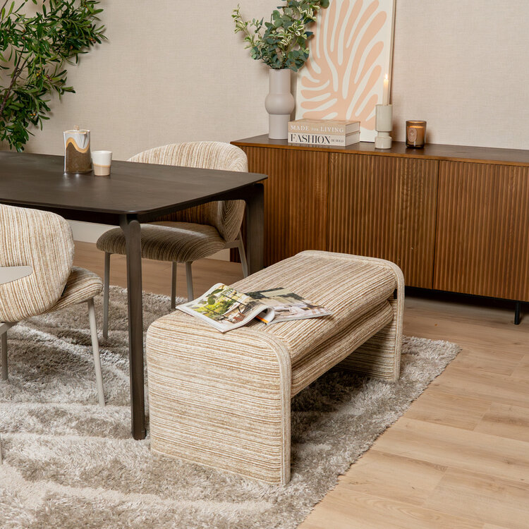 Eetkamerbank Ravi chenille beige/taupe 100 cm