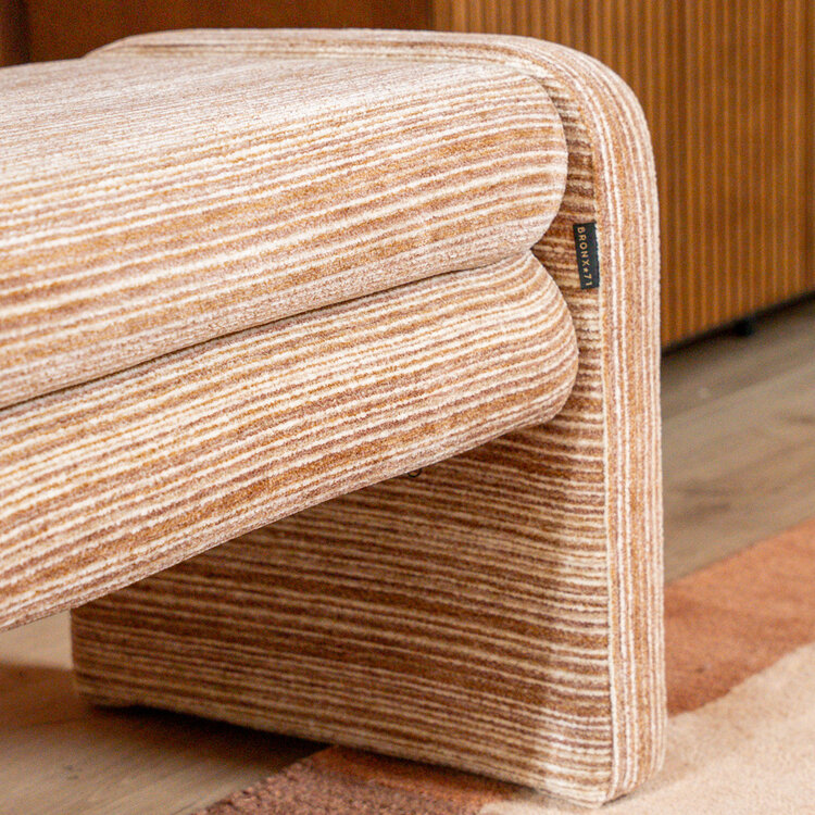 Eetkamerbank Ravi chenille beige/pink 160 cm