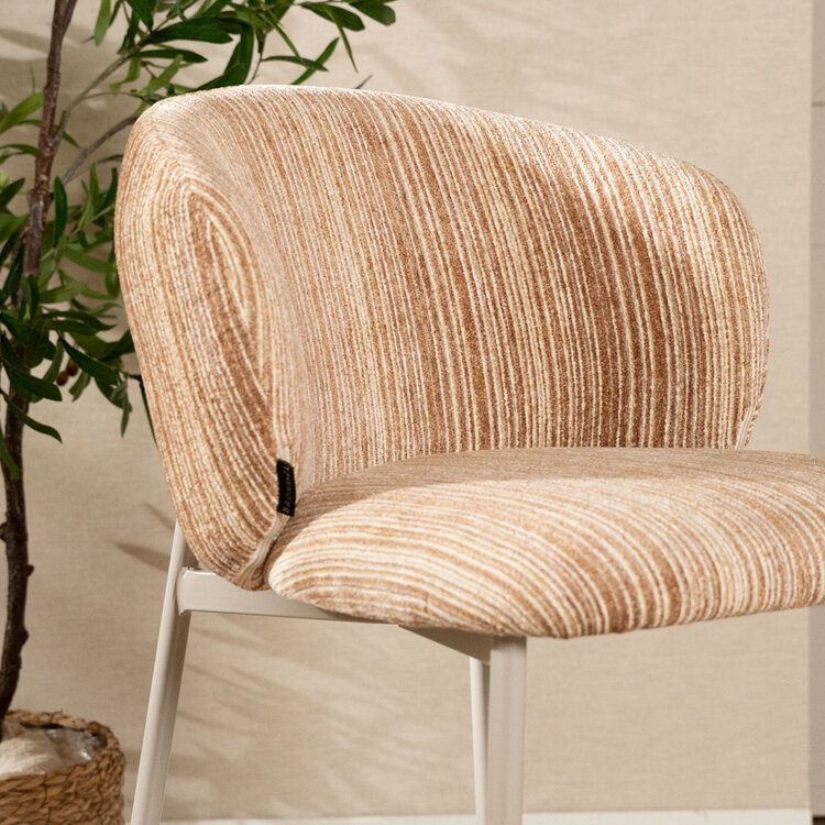 Barkruk Milo chenille beige/pink 70 cm