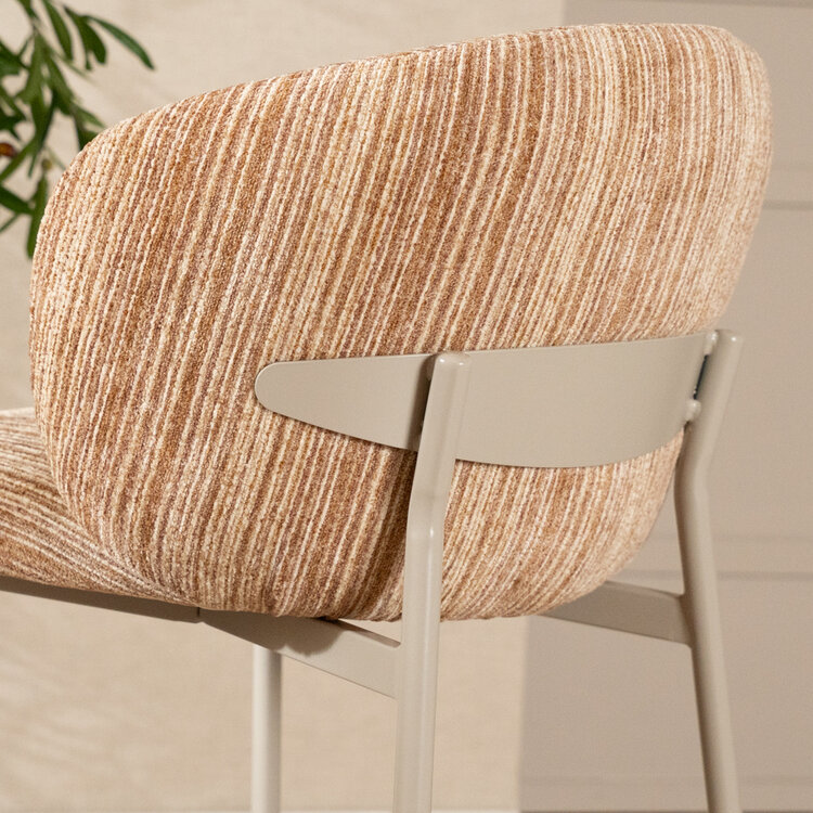 Barkruk Milo chenille beige/pink 70 cm