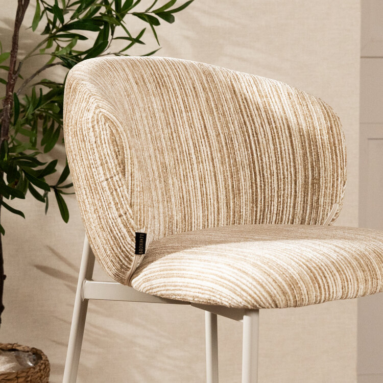 Barkruk Milo chenille beige/taupe 70 cm