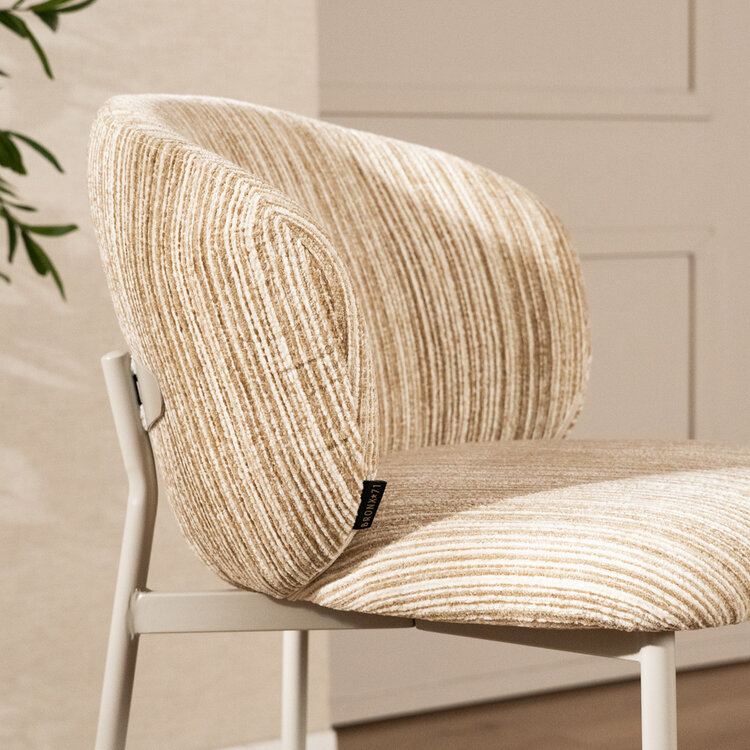 Barkruk Milo chenille beige/taupe 70 cm