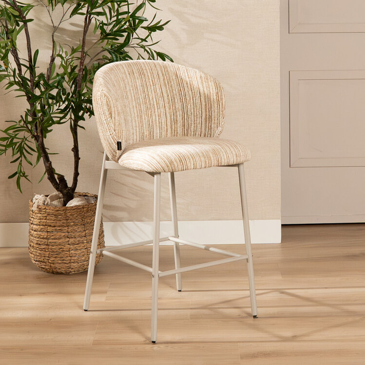 Barkruk Milo chenille beige/taupe 70 cm