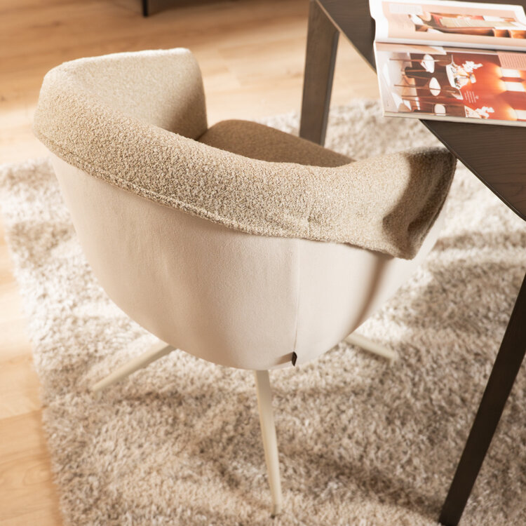 Eetkamerstoel Riley draaibaar bouclé taupe
